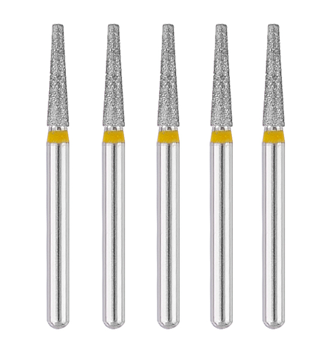100 pcs TF-21EF Dental Diamond Burs Medium FG1.6mm Taper Flat End Ended Yellow
