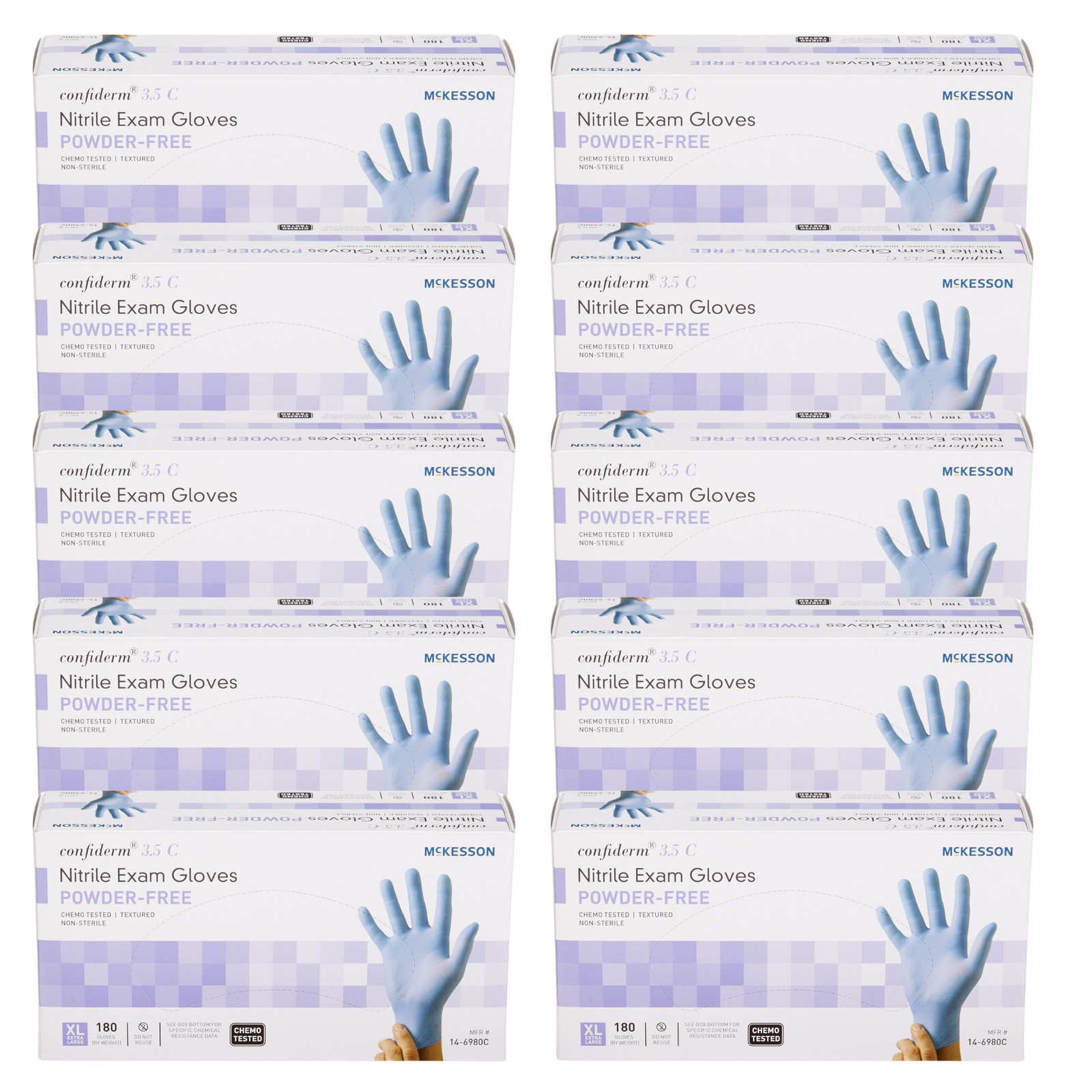 X-LARGE McKesson Nitrile Exam Gloves – CASE 10 BOXES OF 108 GLOVES