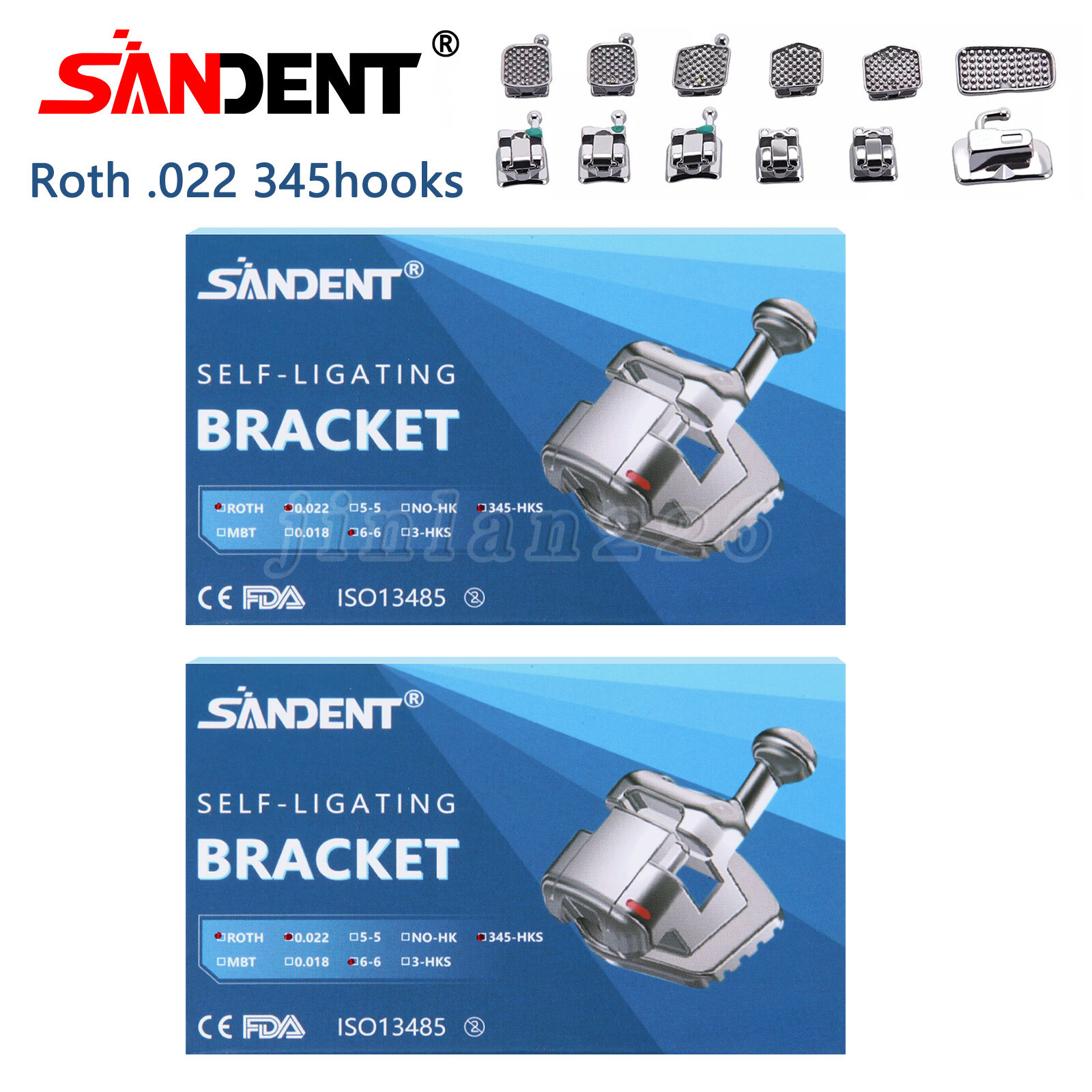 Dental Orthodontic Self Ligating Brackets Braces Roth .022 345 HK+Buccal Tube