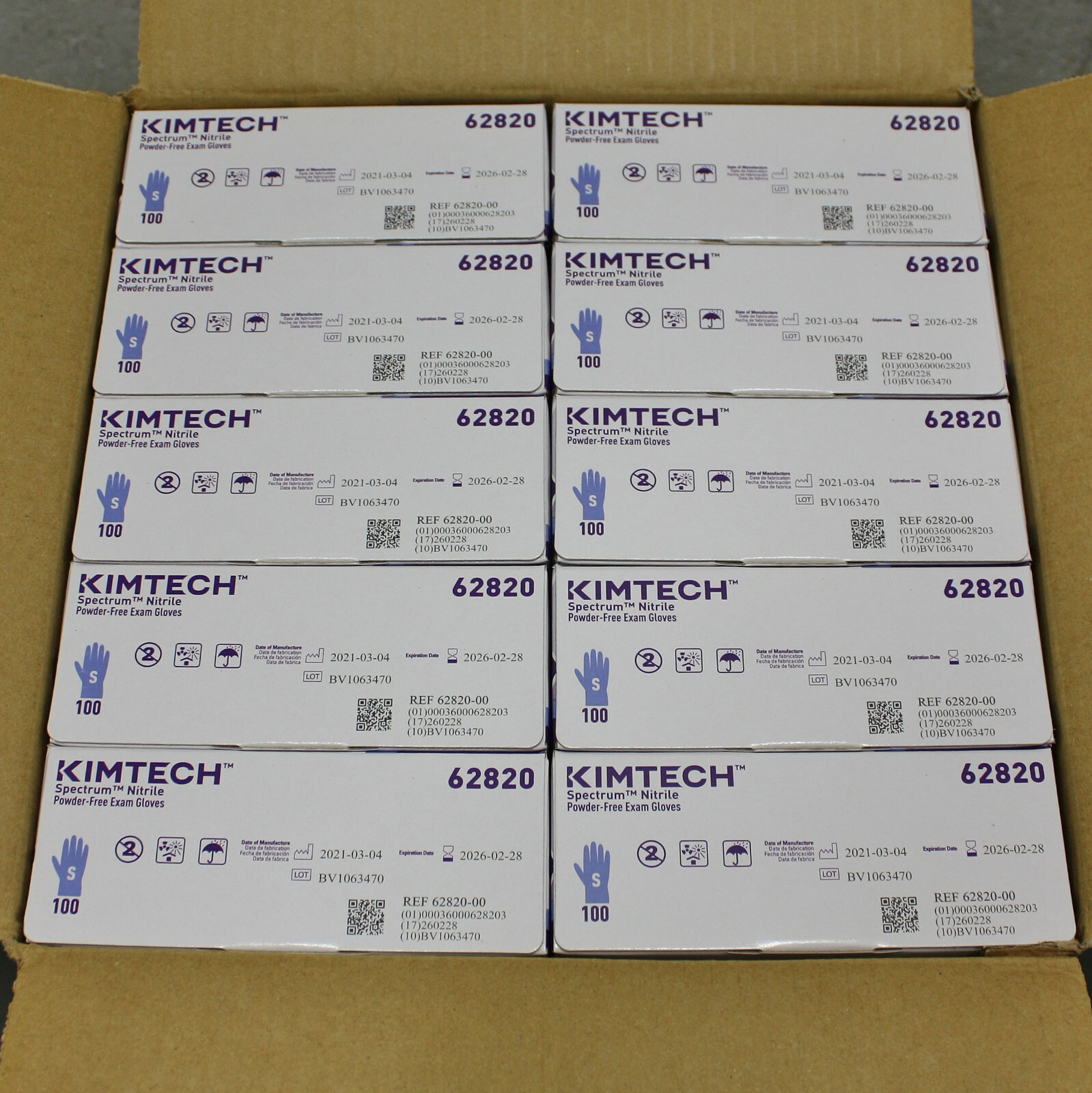 (1000) Kimtech Spectrum Exam Gloves 62820, Size 7 / Small, Blue Nitrile, 6 mil
