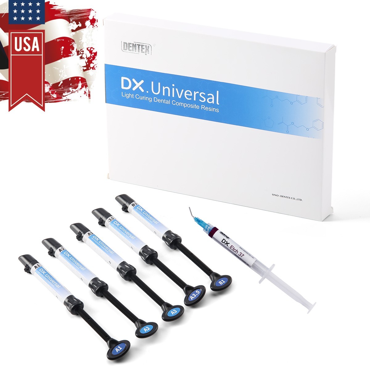 Dentex Dental Universal Composite Resin Light Cure A1 A2 A3 A3.5 B1 Kit