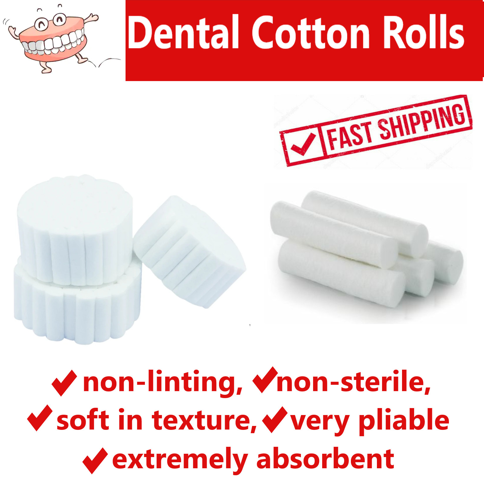 Dental COTTON ROLLS #2 MEDIUM – US SELLER PREMIUM QUALITY,Top Deal! Choose Qty
