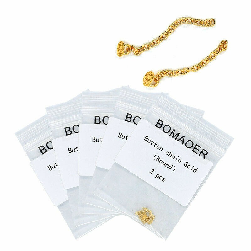 1-100×Dental Orthodontic Button Chains Lingual Chain Gold Plated Round 2pcs/pack