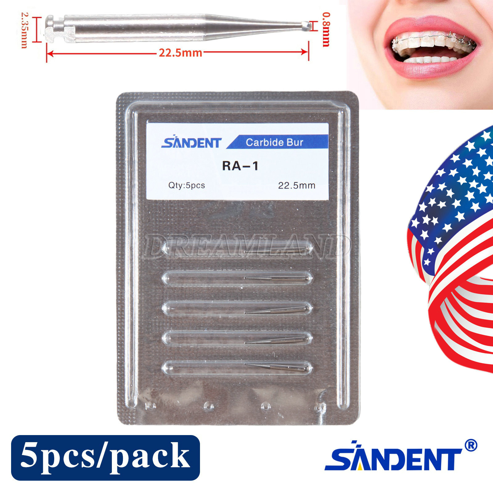 Round Carbide Burs for Slow Speed Latch RA (Choose Your Size & Qty) 22.5mm