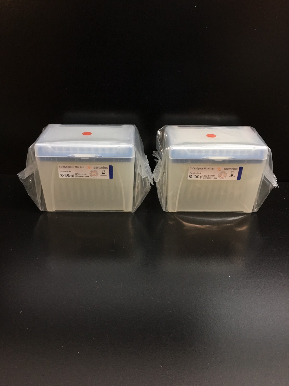 Sartorius REF 791001F Safetyspace Filtered Pipette Tips 50-1000uL Lot 2 Racks