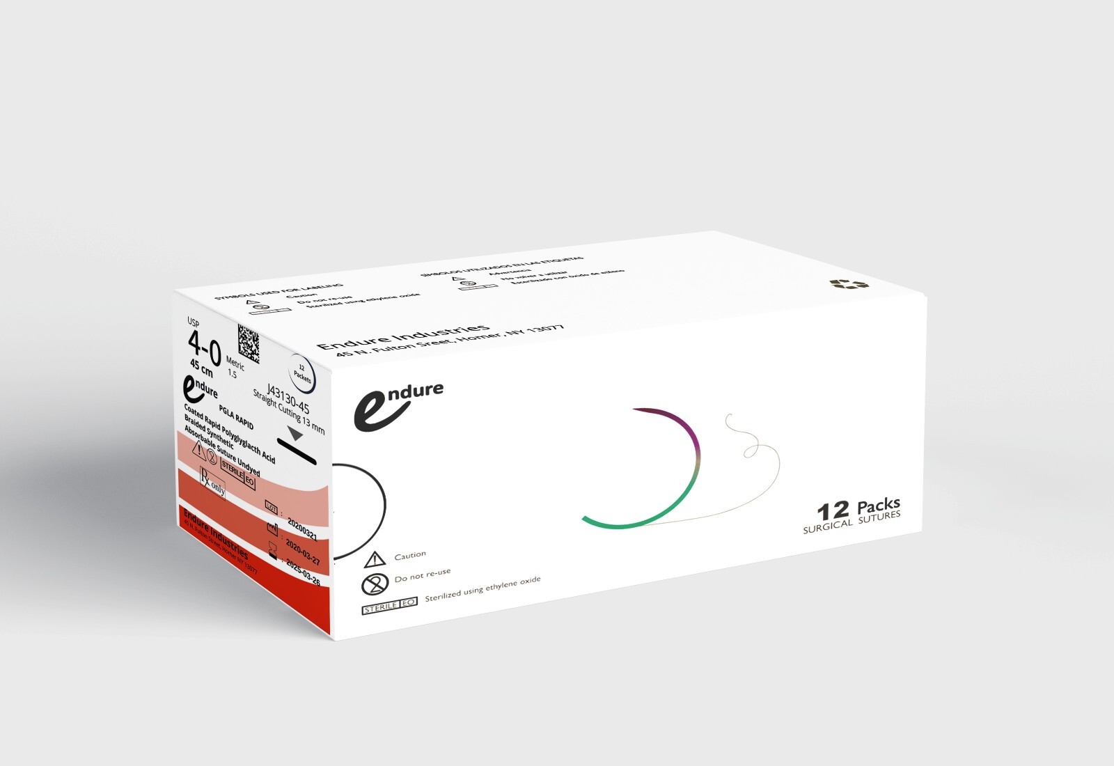 Rapid PGLA, Undyed -Straight Needle, 4-0, For Training Only (expired) Box of 12