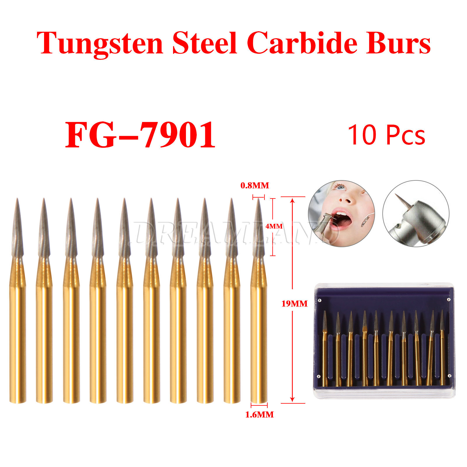 FG7901 Carbide Burs 12-BLADE TRIMMING & FINISHING CARBIDE Made in China
