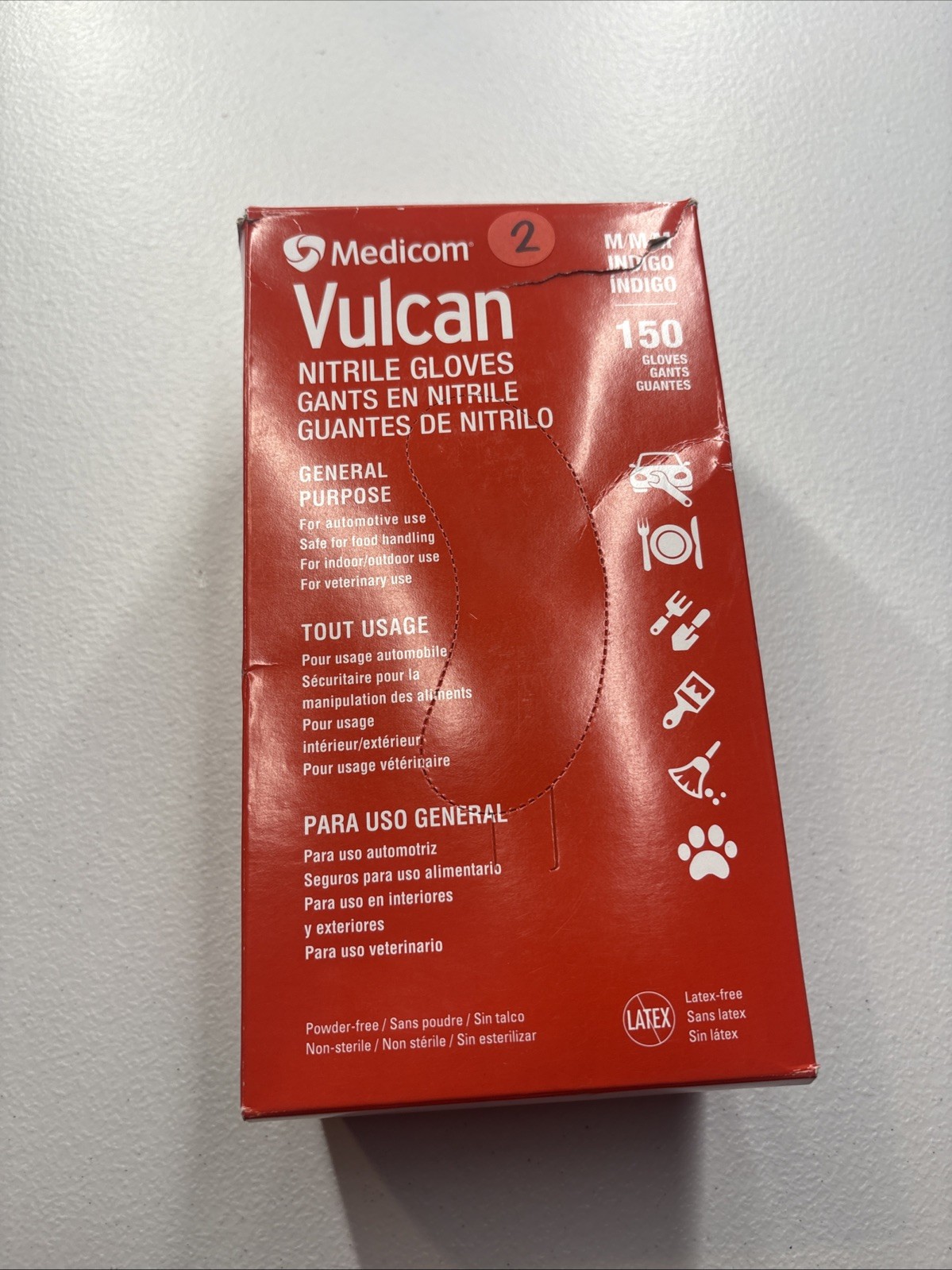 MEDICOM Vulcan Latex-Free Indigo Nitrile Gloves, Size M – 150 Count