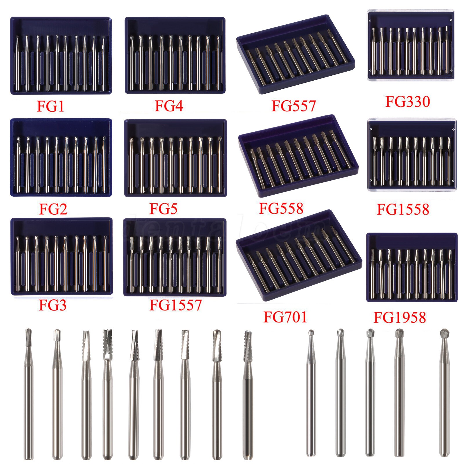 Dental Carbide Burs 330 245 701 702 557 2 3 4 5 Taper Fissure FG High Speed Bur