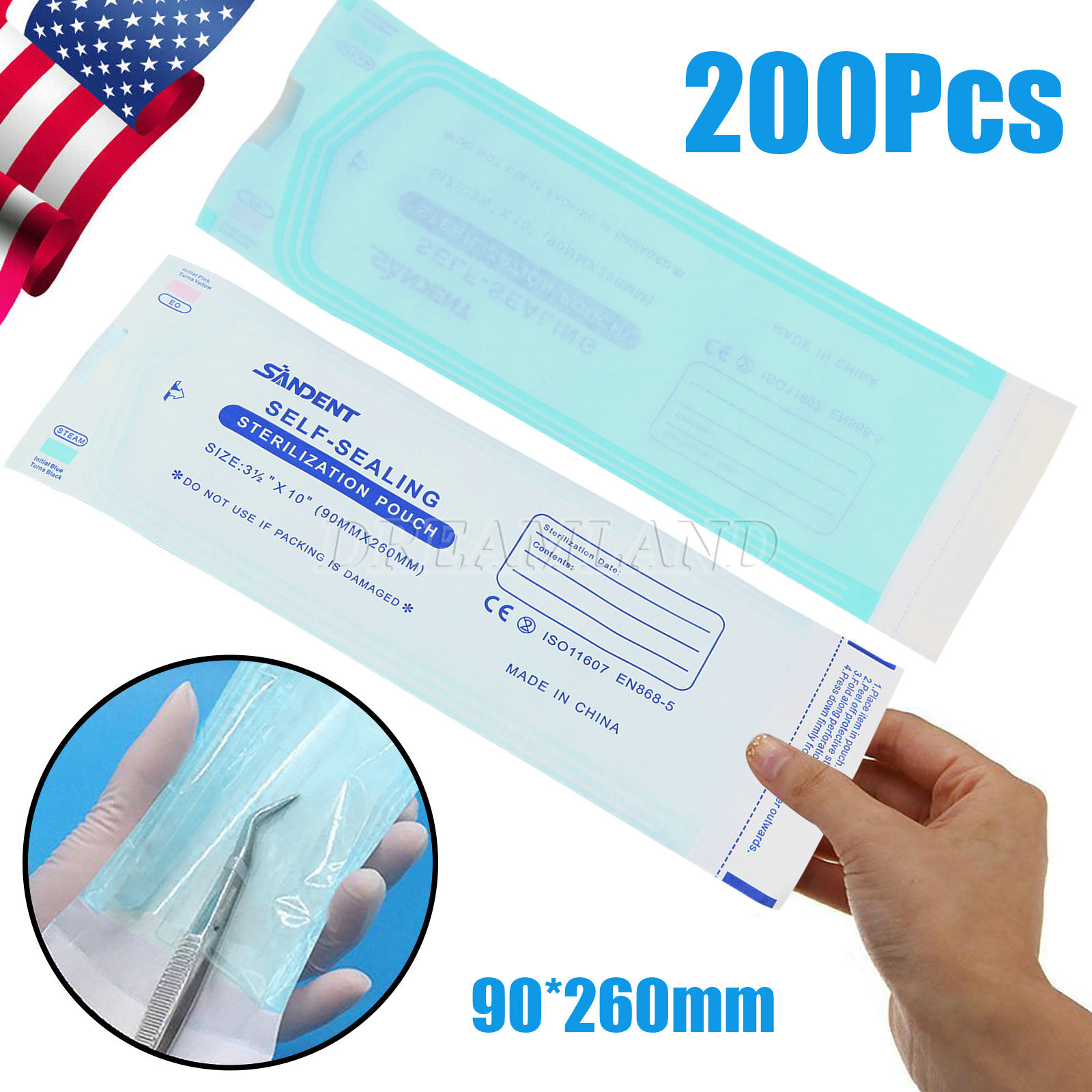 up to 7000 Sterilization Pouches 3.5 ” x 10 ” Dental Self Seal Pouch Bag