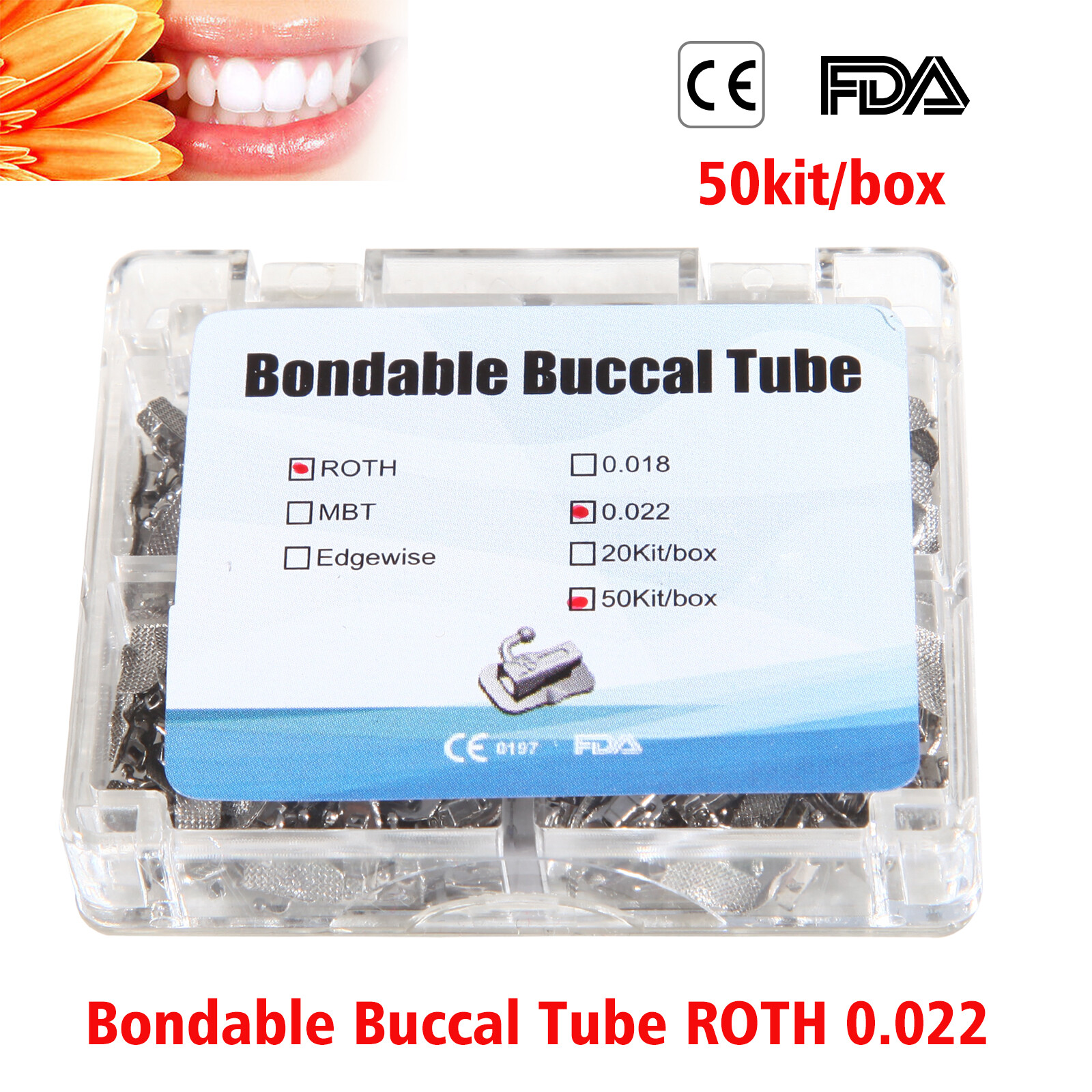 5o set/box Dental Orthodontic Bondable Buccal Tube Roth 022 1st molar CE&FDA SA