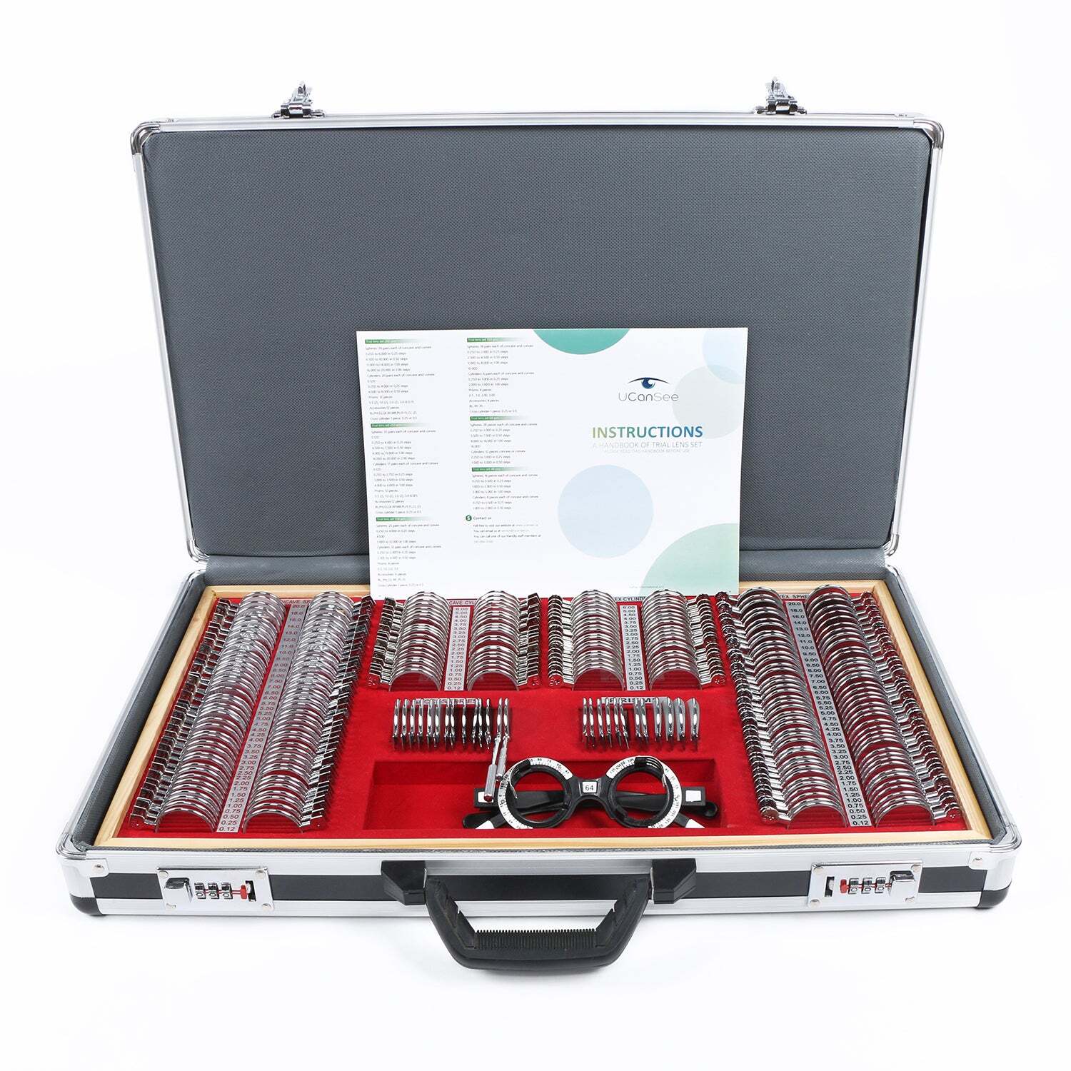 268PCS Optical Optometry Trial Lens Set Metal Rim Aluminum Case Grade A