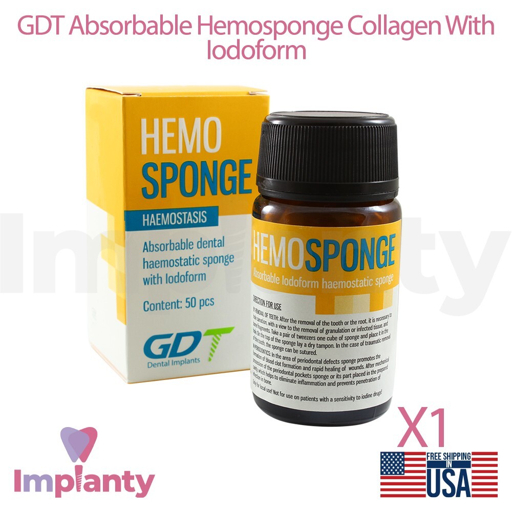 GDT Dental Hemosponge Collagen With Iodoform Sponges 50pcs Dentistry