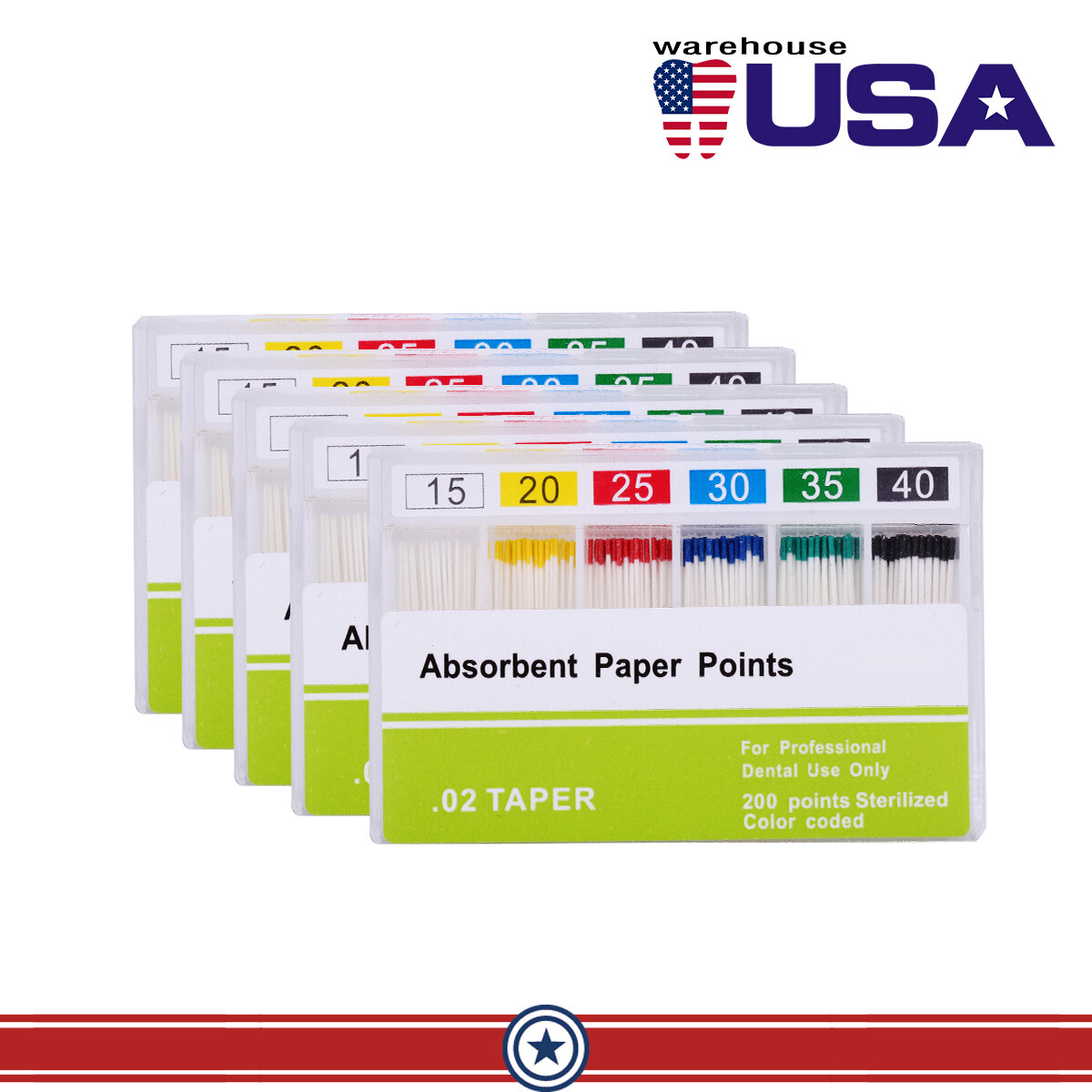 AZDENT Dental Endodontic Absorbent Paper Points Taper 0.02 /0.04 /0.06 15#-40#