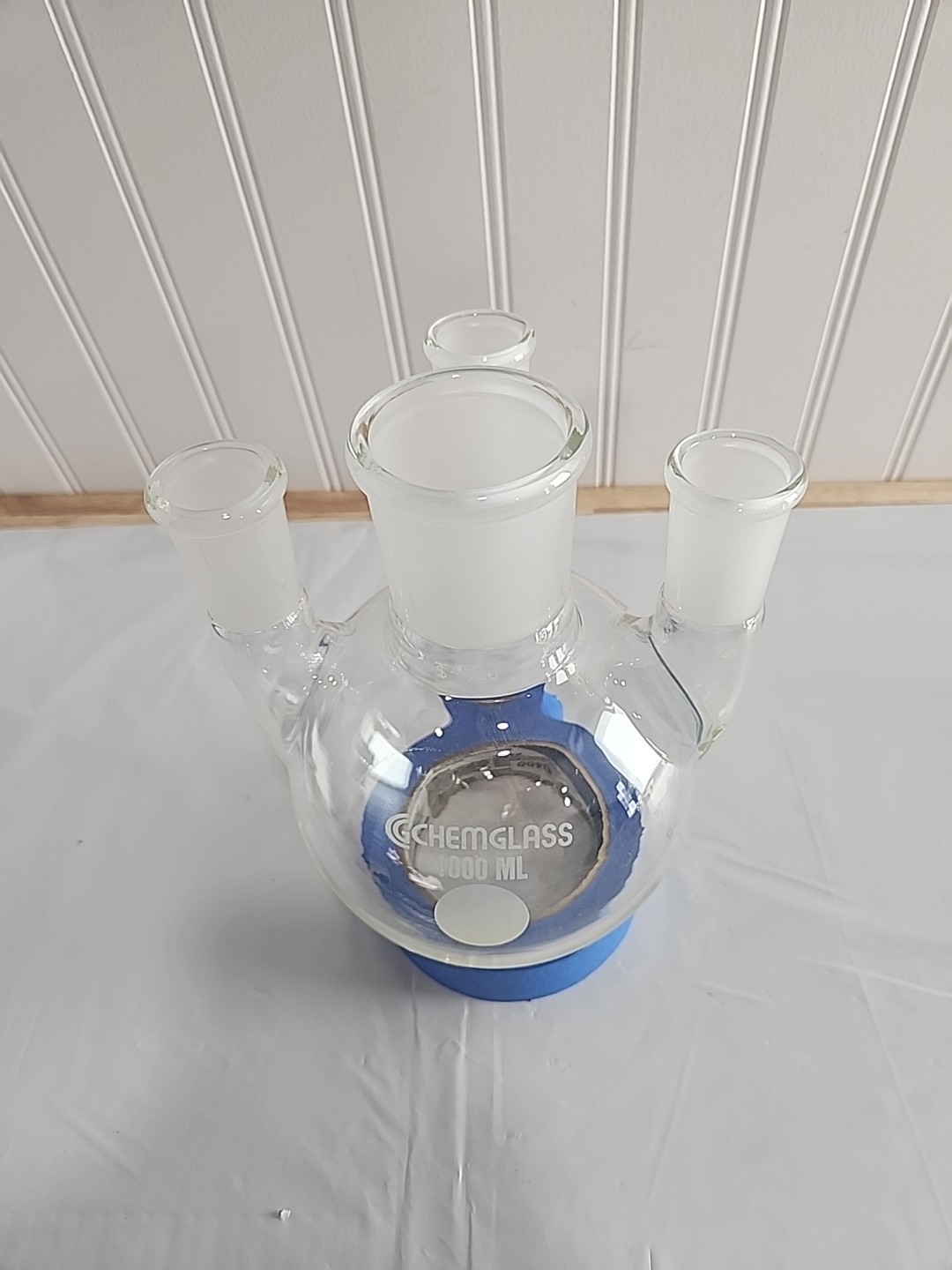 Chemglass 1000 ml Round Bottom Flask 4 neck HEAVY WALL 45/50 CN 24/40 SN