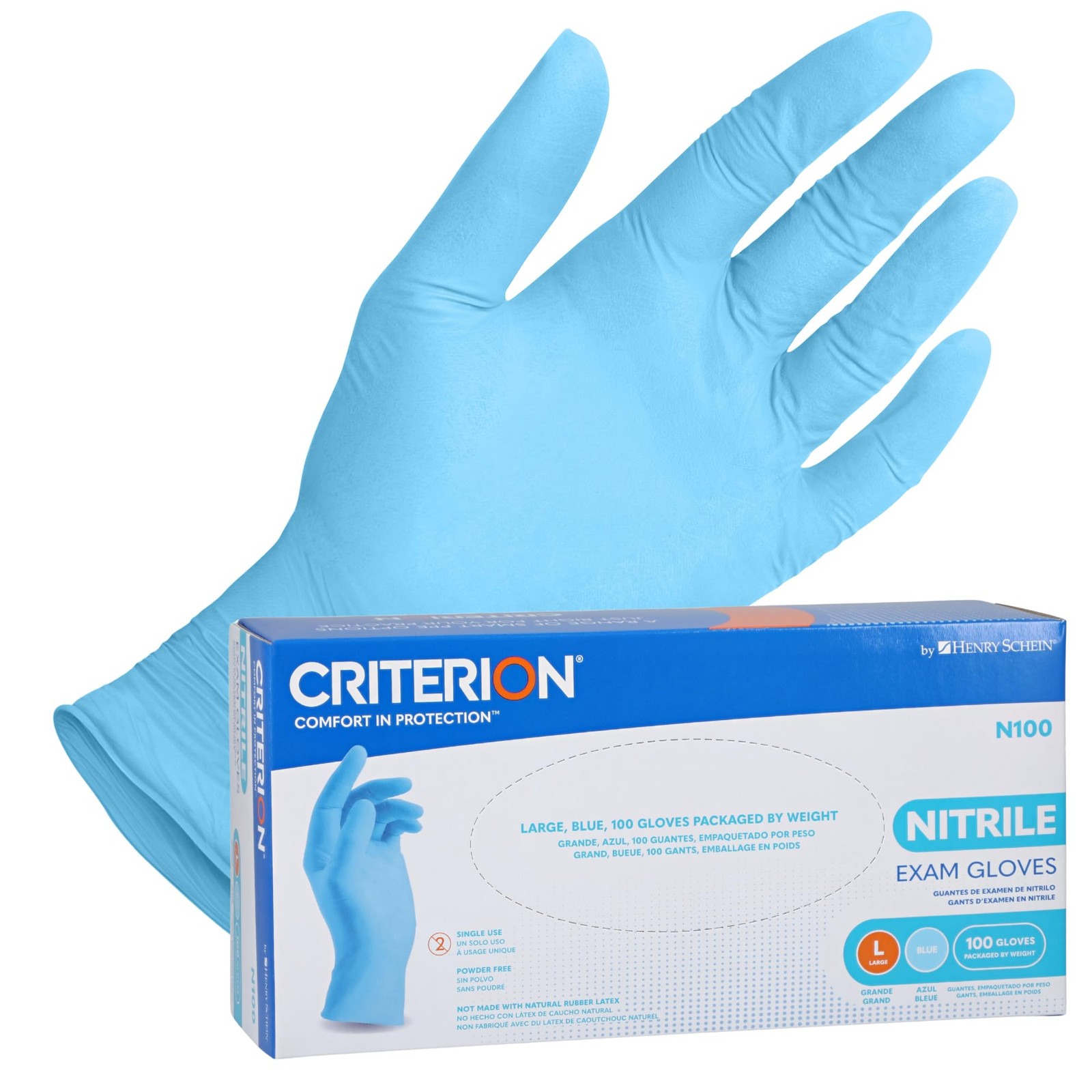 Henry Schein Criterion Nitrile Exam Gloves, Blue, 3.54 Mil, Medium, Blue