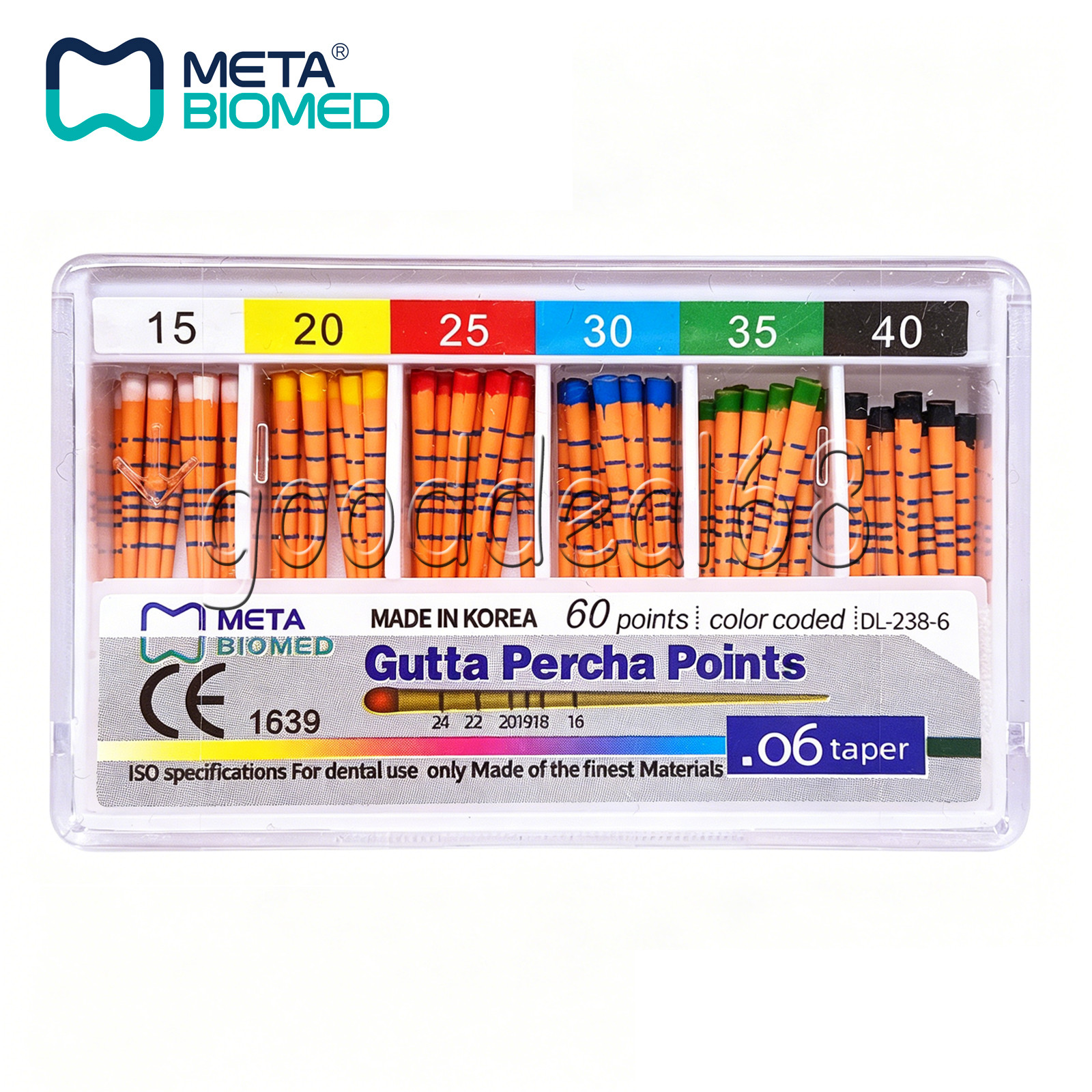 Dental Meta Gutta Percha Points Taper 0.4 or 0.6, or Standart Taper, All Sizes