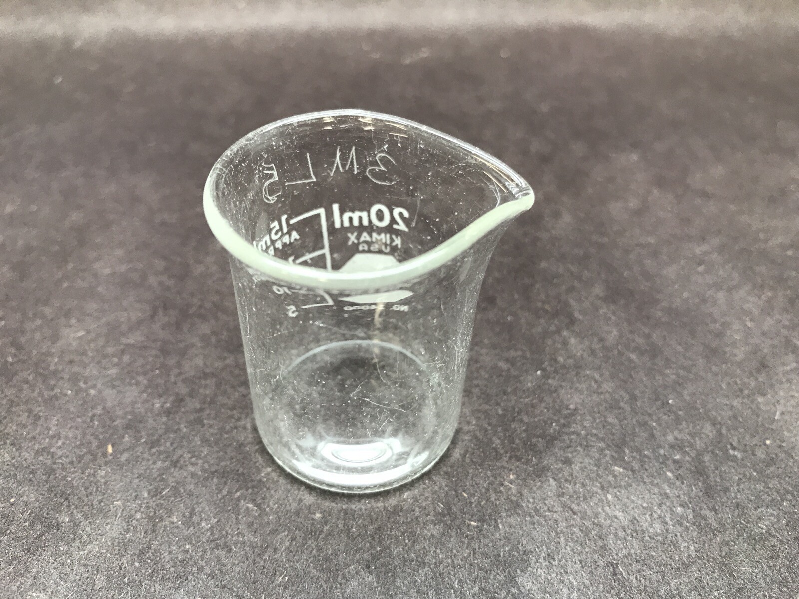 (Lot of 3) KIMAX Glass 10mL & 20mL Low Form Griffin Beakers 14000