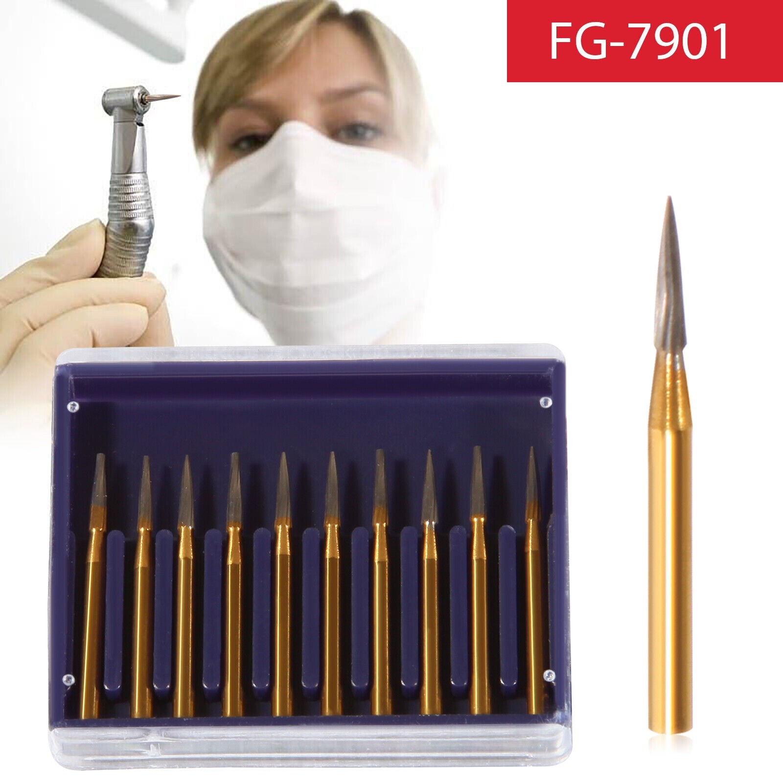 5 box Dental Trimming Finishing Gold Burs Carbide FG 7901 High Speed Handpiece u