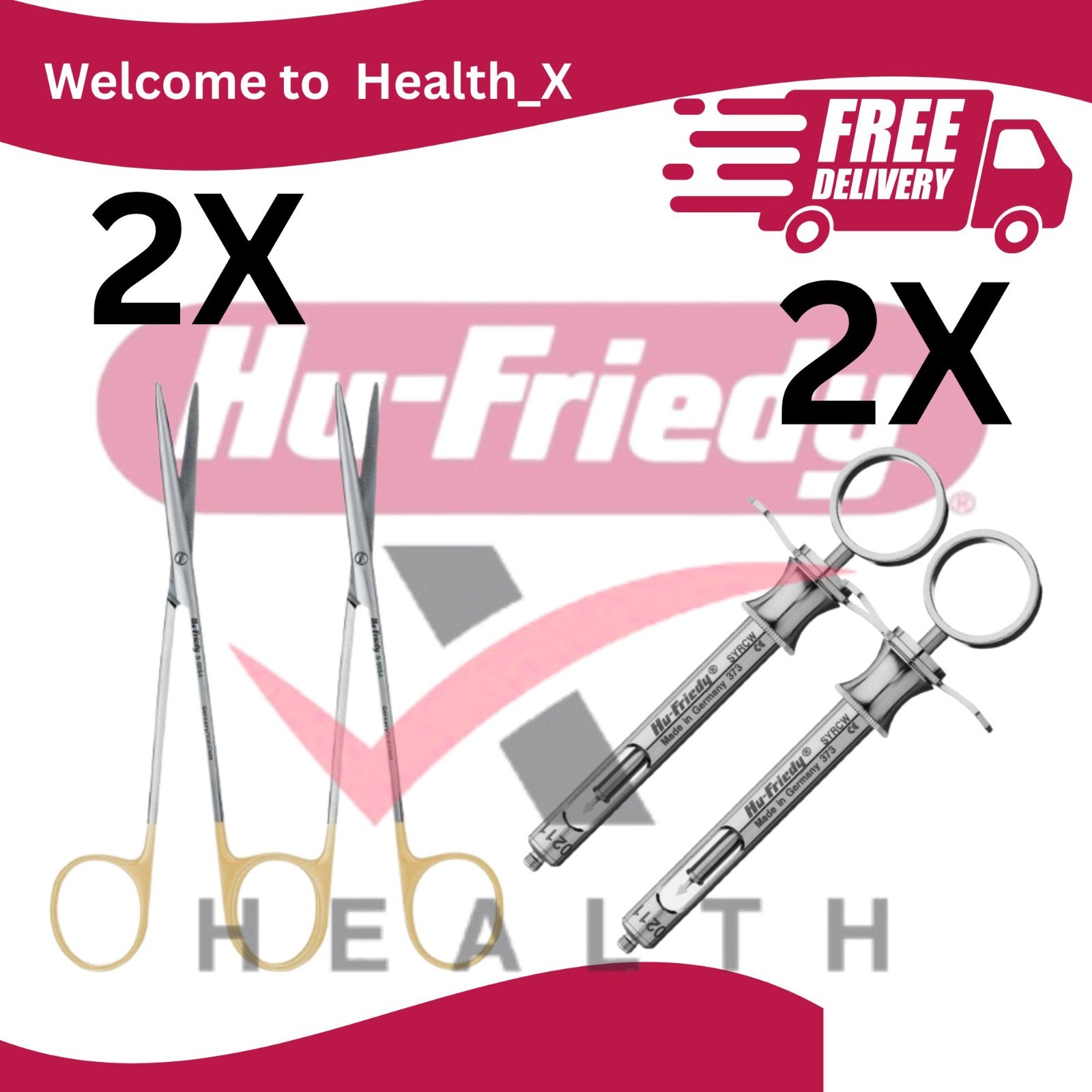 HU-FRIEDY 2X SCISSORS METZENBAUM 2X DENTAL SYRINGES SYRCW