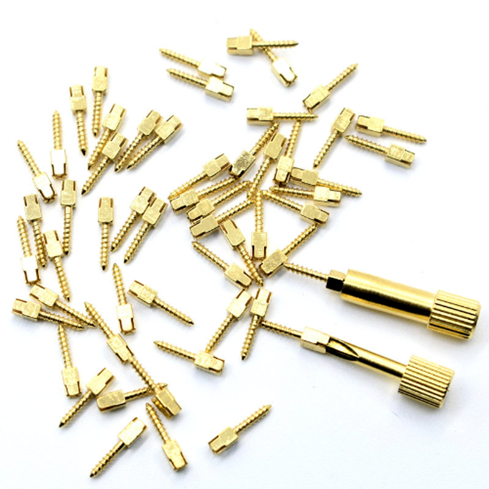 Dental Gold Plated Screw Posts Conical Cross Head Refill Size Short 1 S1 12/Box