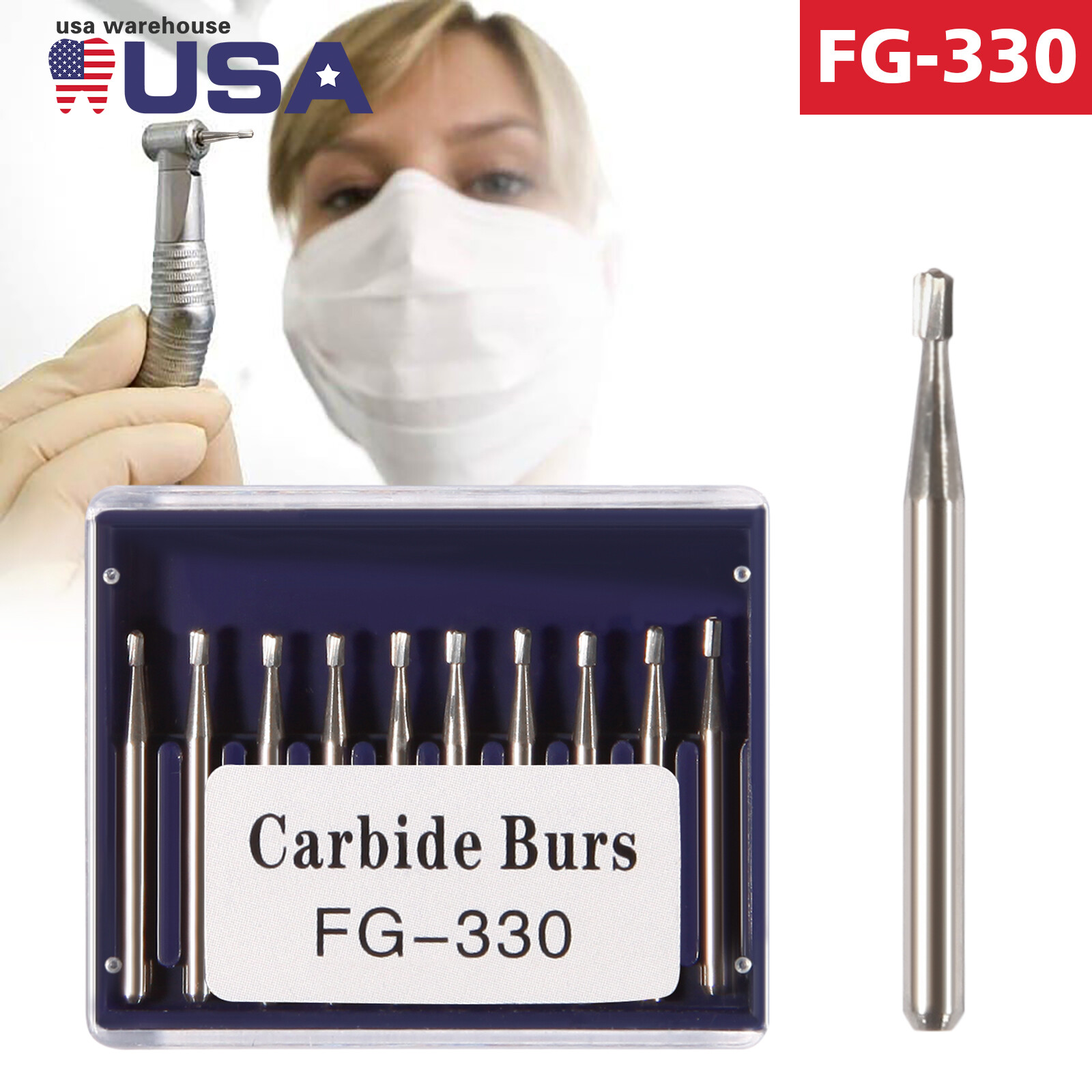 FG330 Carbide Burs Friction Grip Made in China (100-10) Burs