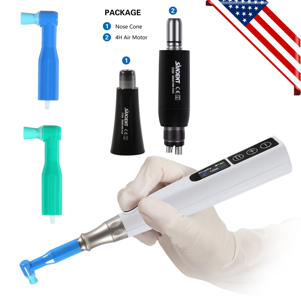 Dental Electric Cordless Hygiene Prophy Handpiece with Universal Prophy Angles