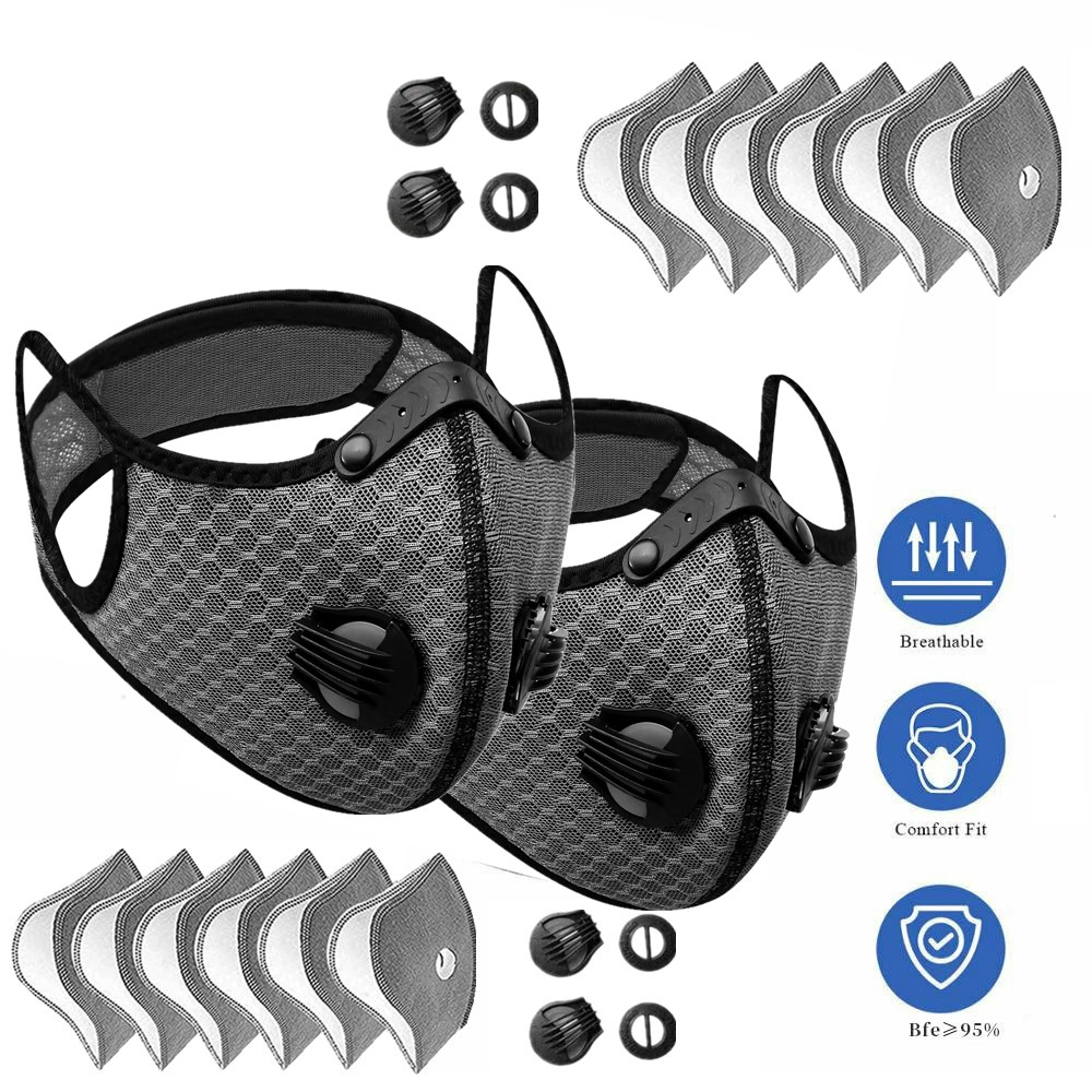 2x Reusable Half Face Cover Mask Respirator Anti Air Pollution Facepiece Filters