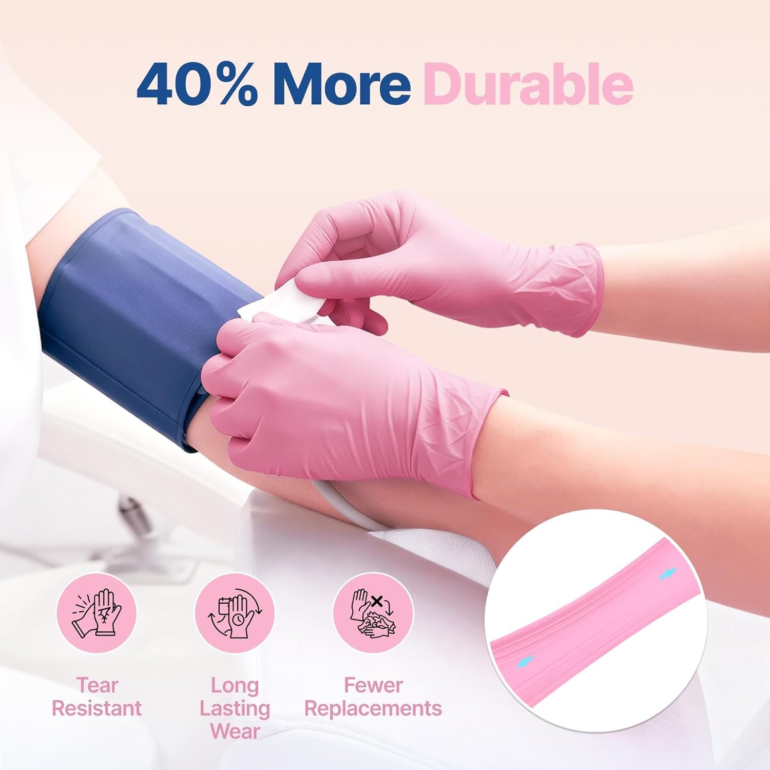Versatile Pink Nitrile Gloves – 4-mil, Powder-Free, 50 Count for Multiple Uses