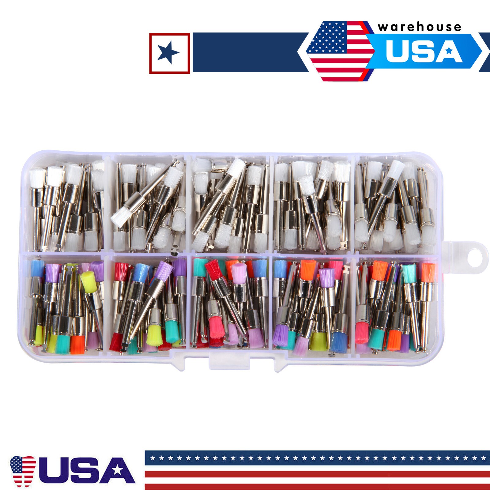 200Pcs Dental Nylon Materials Closure Flat Polishing Prophylaxis Brushes