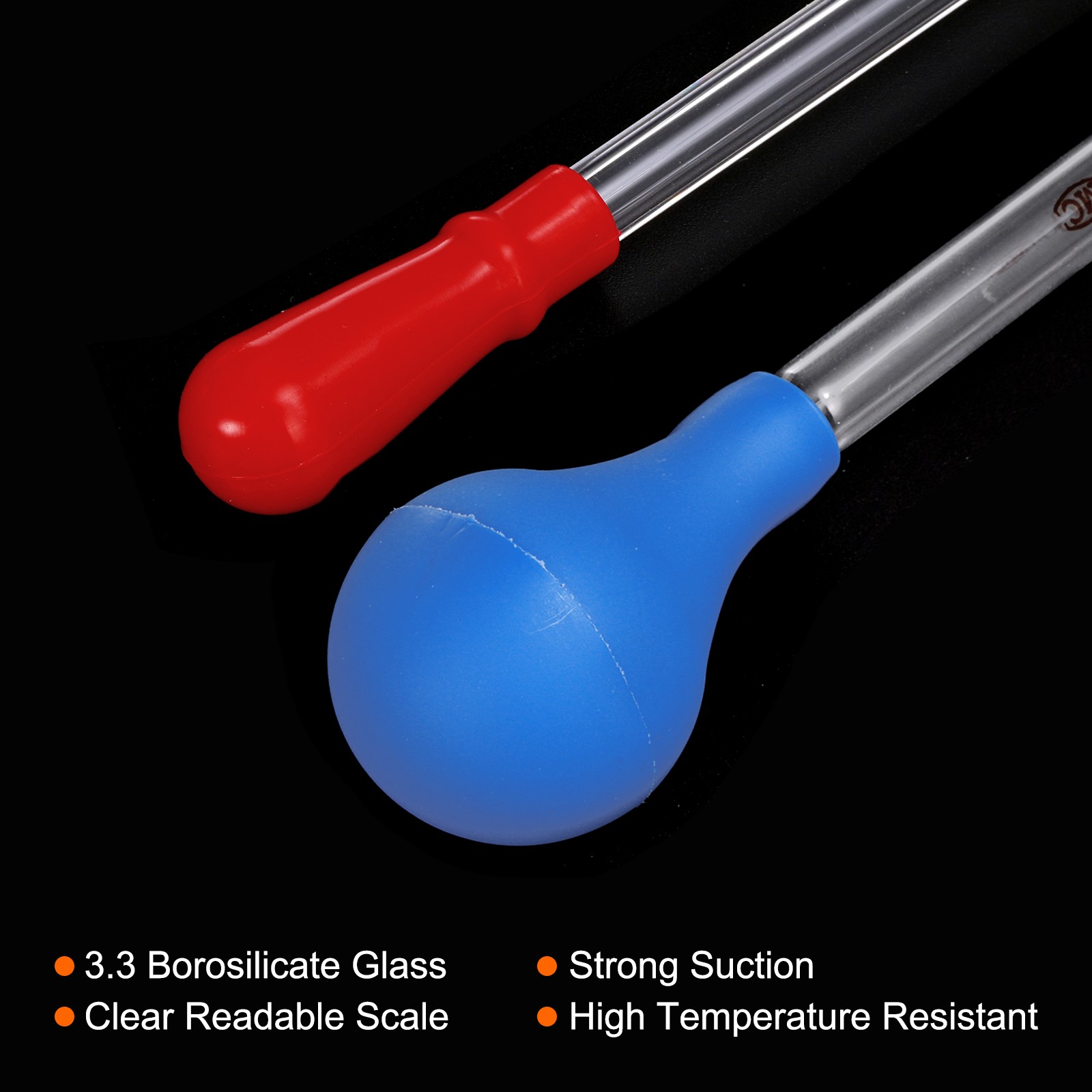 Graduated Pipettes, 3 Pack 2ml 5ml 10ml Glass Pipette with Bulb