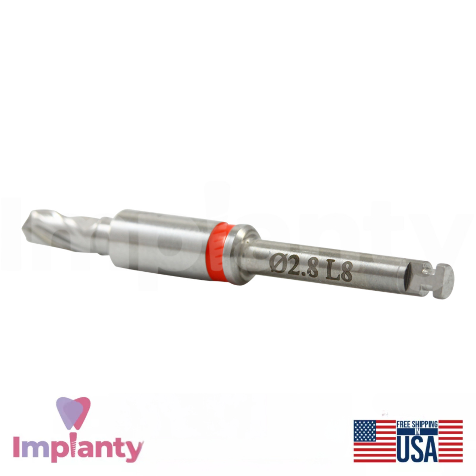 GDT Integral Stopper Dental Precise Stainless Steel Red Drill Ø2.8mm Diameter