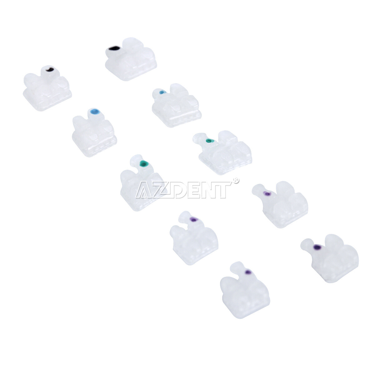 AZDENT Dental Orthodontic Brackets Braces Mini Roth.022 Hooks 345 Metal/Ceramic
